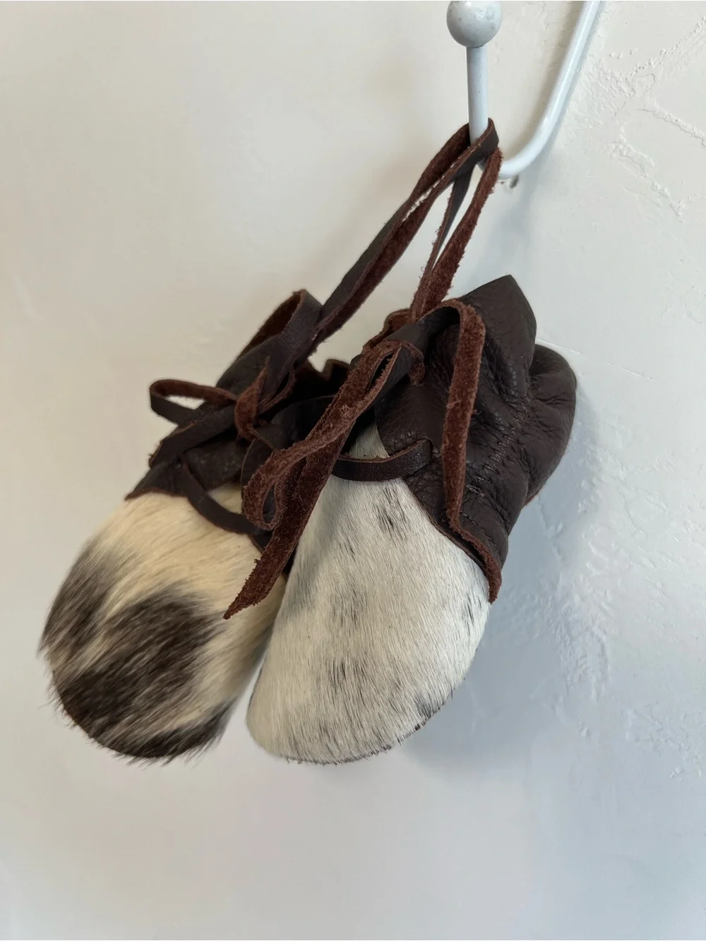 Cowhide Baby Moccasins Western Leather Booties 6-12M Boho Baby